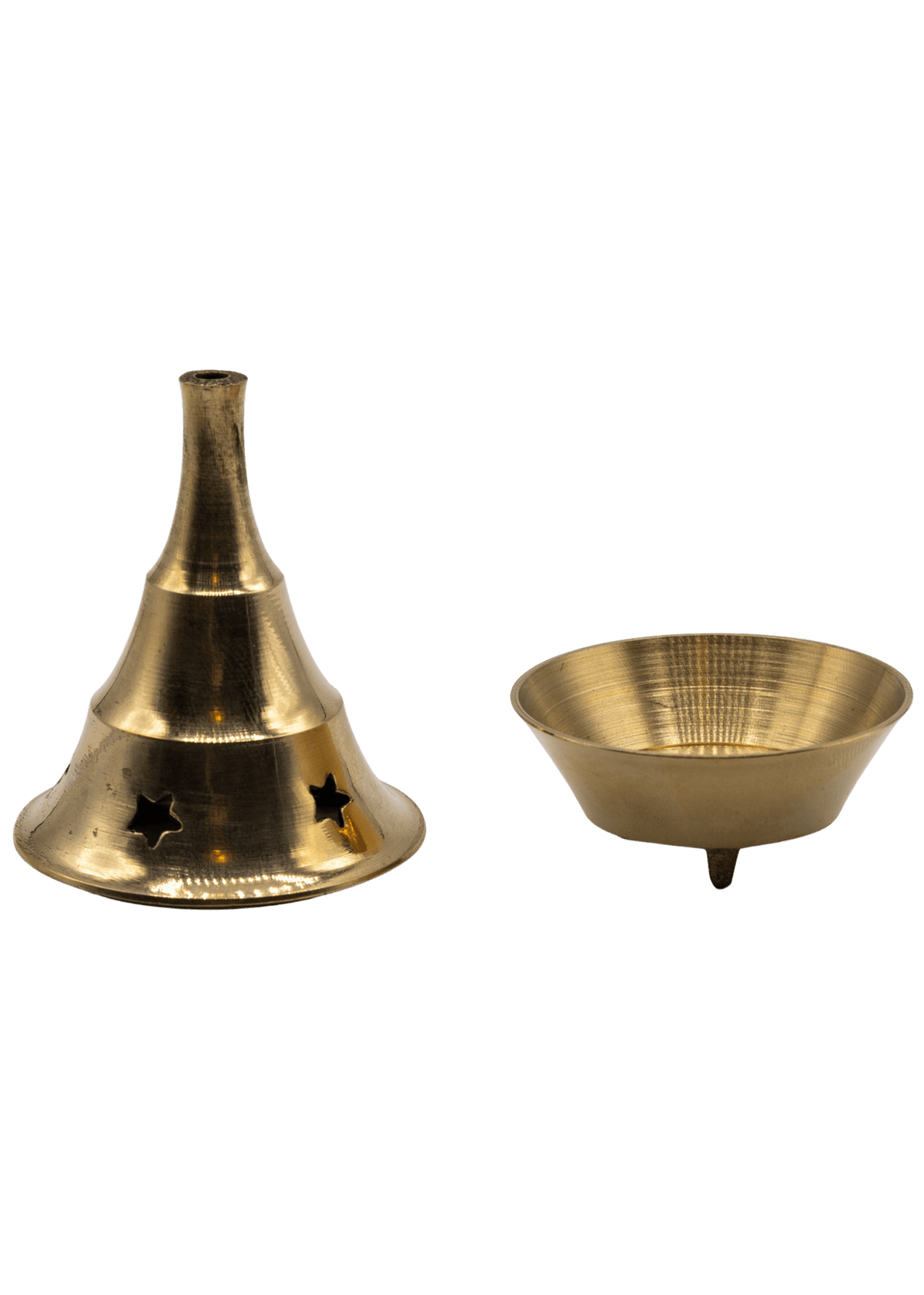 2 Piece Brass Cone Incense Burner