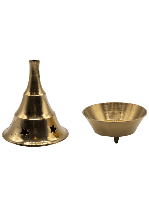 2 Piece Brass Cone Incense Burner